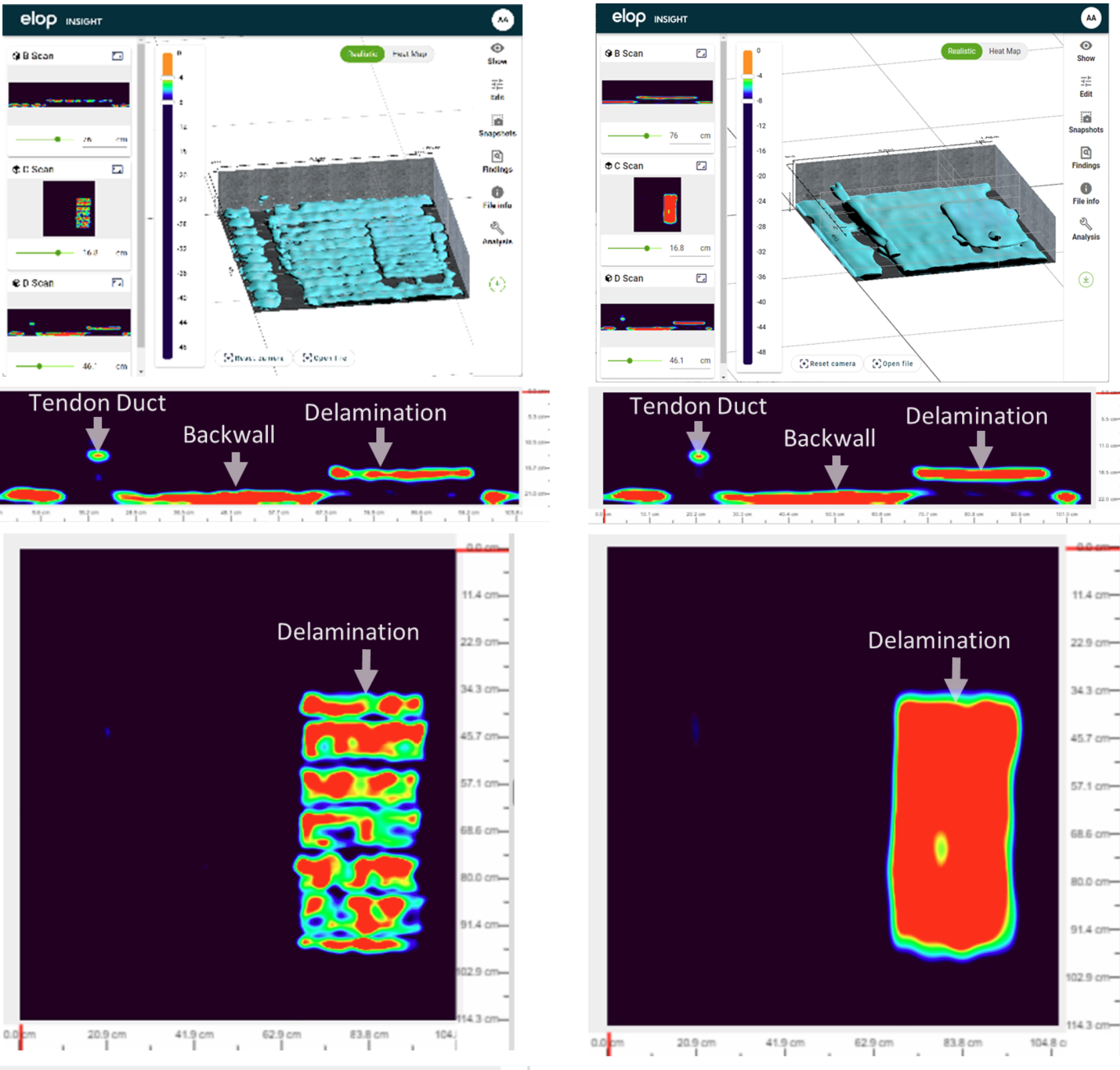 Advanced signal/image processing approach to reduce artifacts in concrete ultrasound imaging using Elop Insight (EI) Scanner