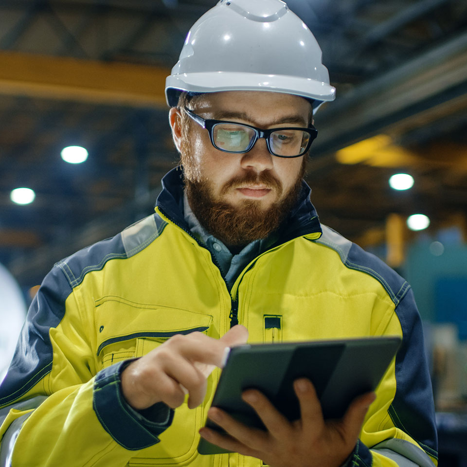 Engineer using tablet